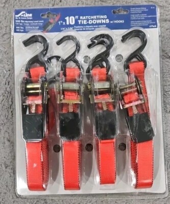 SLine by Ancra Cargo 1''x10ft Ratcheting tie-downs with Hooks 4 Pack New