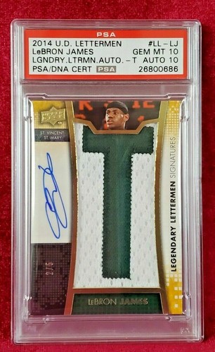 2014-15 UD LETTERMEN- LEBRON JAMES- LEGENDARY SIGNATURES #LL-LJ- PSA 10/10.../5
