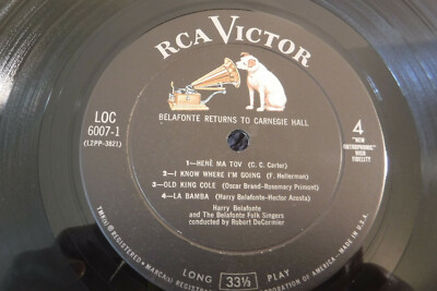 Harry Belafonte Returns To Carnegie Hall, RCA Victor LSO 6007