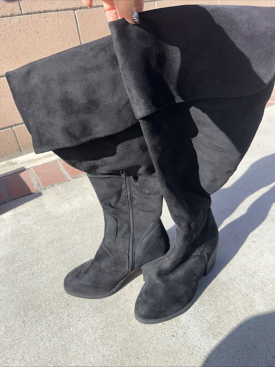 Black over the knee boots for suede size wide calf