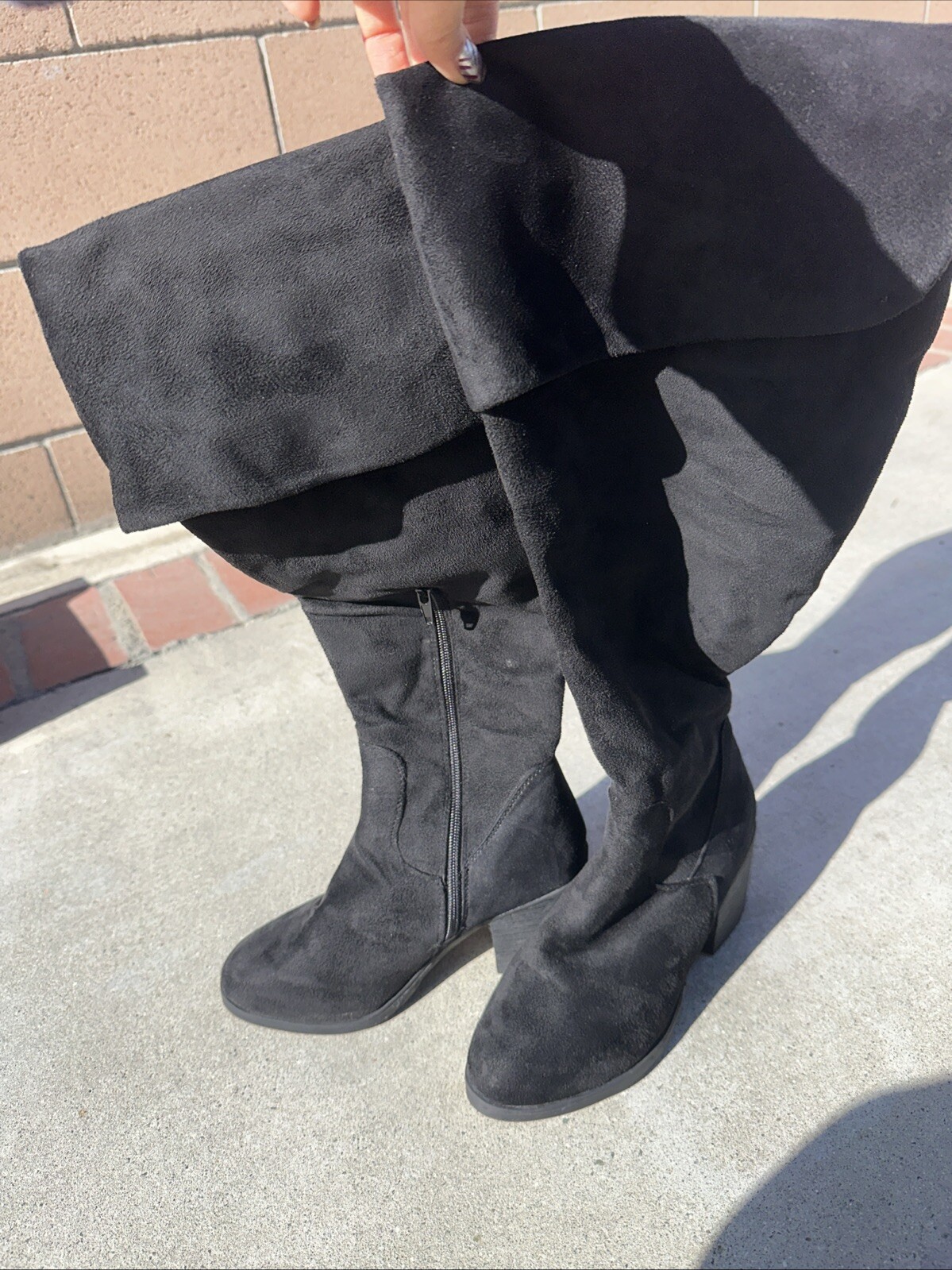 Black over the knee boots for suede size 7 wide calf
