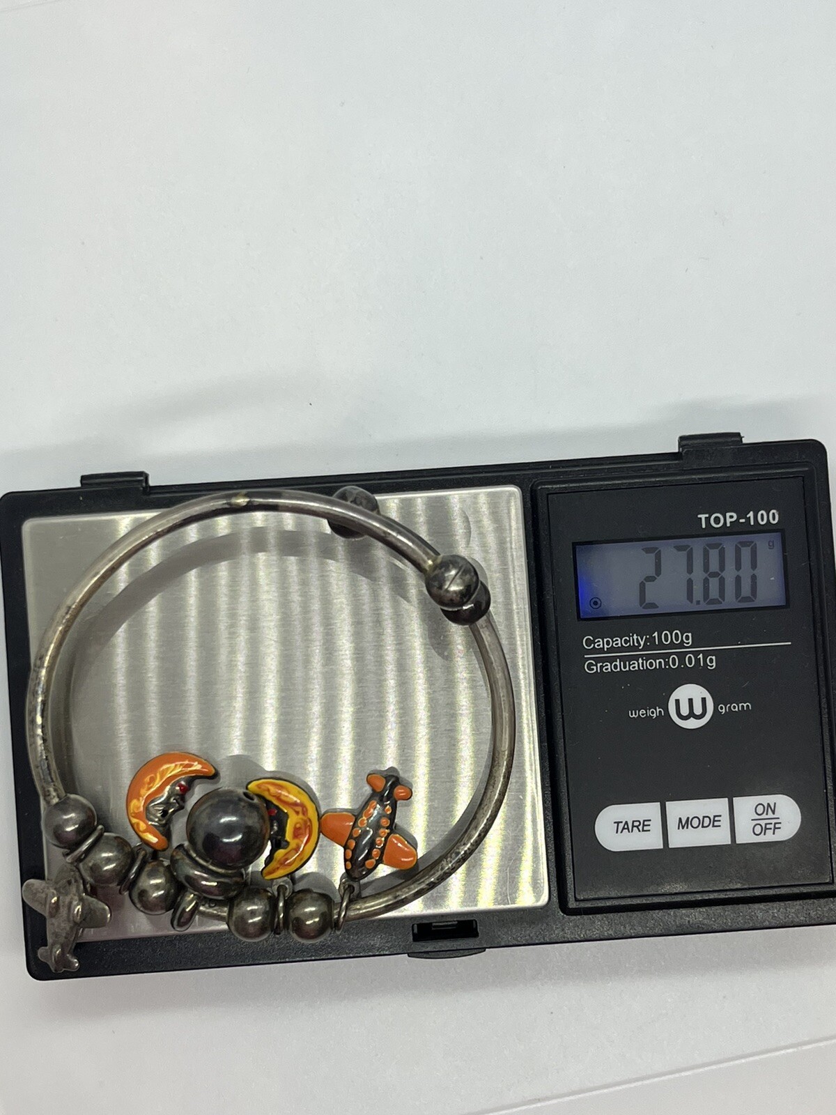 Sterling silver dangle charm bangle bracelet moon… - image 15