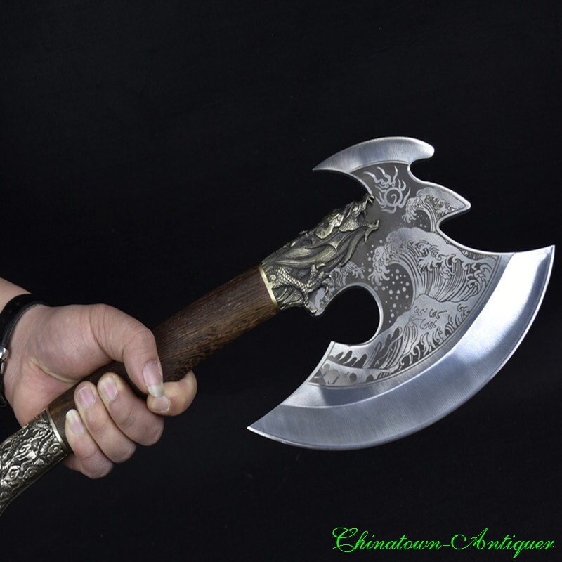 Infantry Battleaxe Tomahawk Broad Cleaver Chop Bone Camping Axe Steel