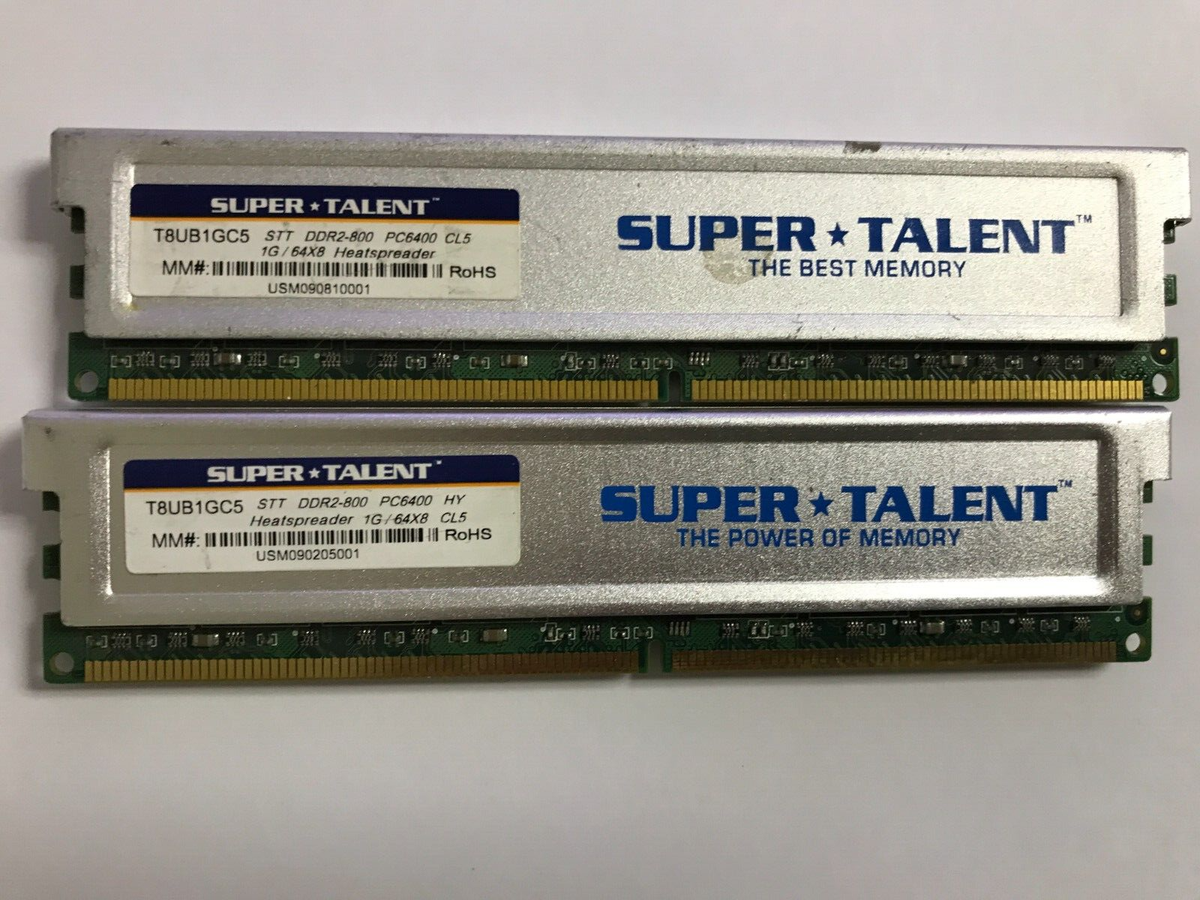 Super Talent 2GB (2x1GB) DDR2 800/PC2-6400 DDR2 Desktop RAM/Memory