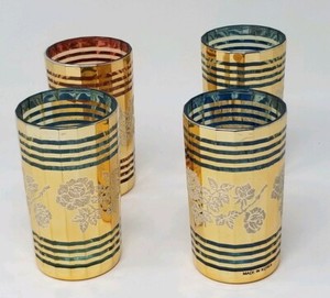Set Of 4 Gold Covered Drinking Glasses - Made In Korea | eBay