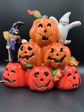 Light Up Halloween Jack-O-Lantern Stack With Witch Ghost