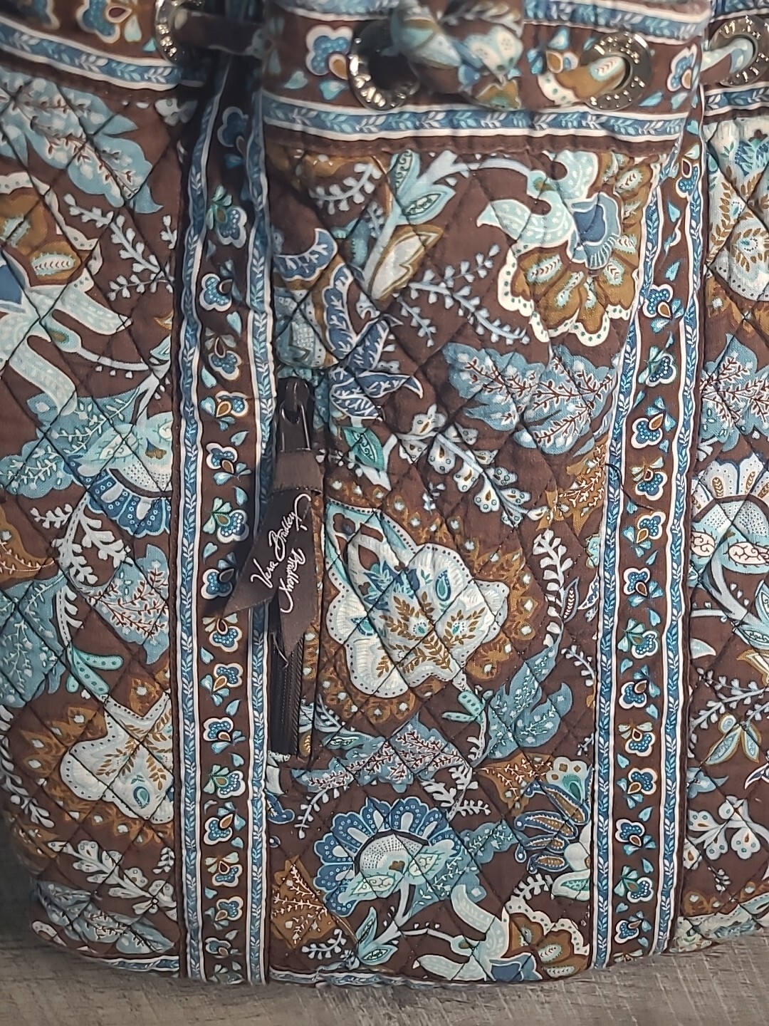 Vera Bradley Java Blue String Backpack Blue and B… - image 3