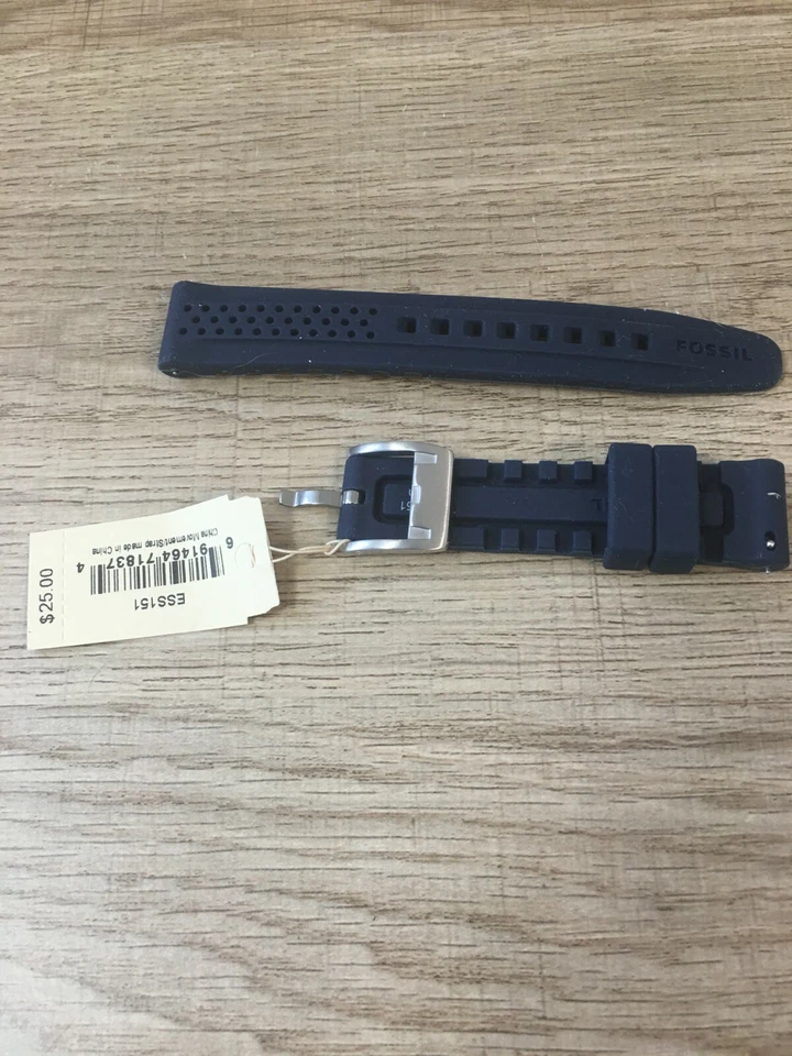 Correa de silicona FOSSIL 18mm azul marino, ESS151-Nueva con etiquetas Foto 2 de 3