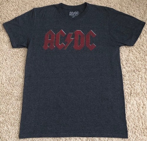 AC DC Red Graphic Text Logo Grey T-Shirt Size Medium | eBay