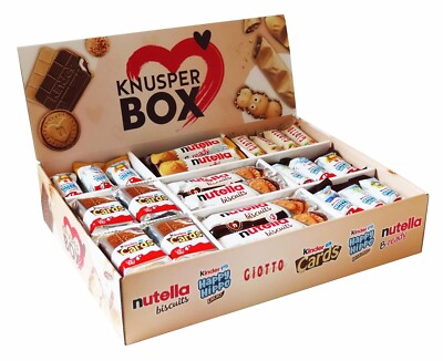 (32,08 /1kg) Ferrero Knusper Box mit 6 Sorten Kinder & Nutella Kekse, 74 Teile