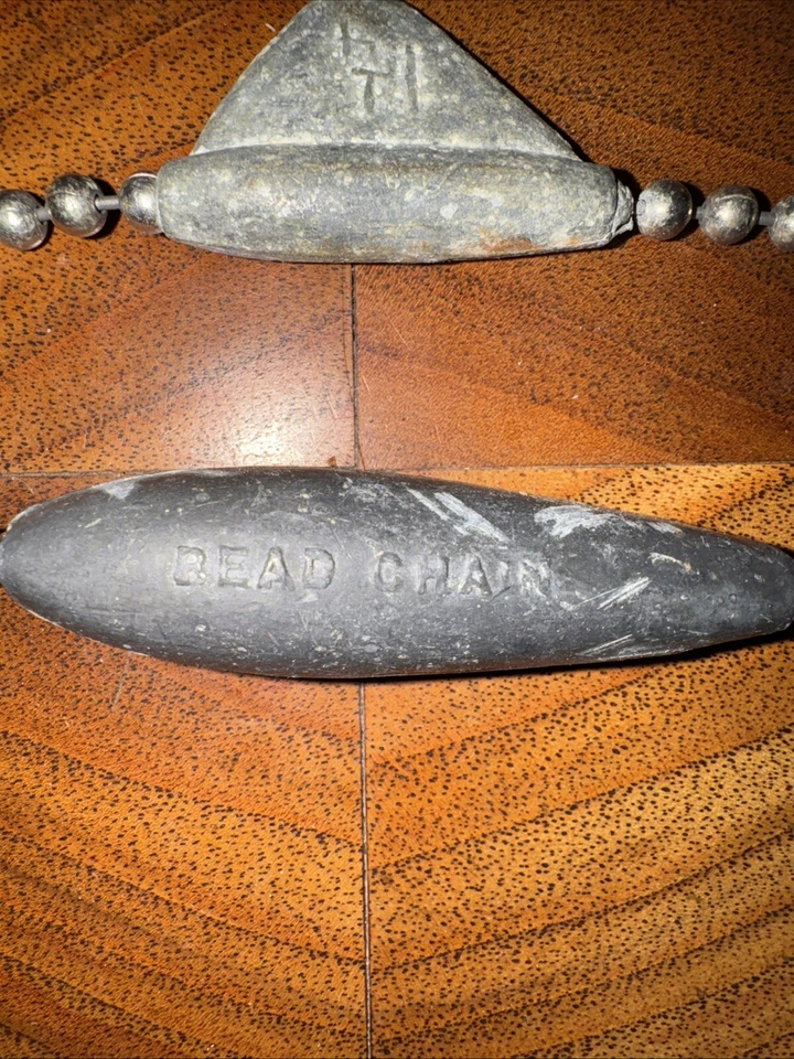 Aparejos de pesca vintage con cadena de cuentas 1 1/4 y 3 OZ Foto 3 de 4