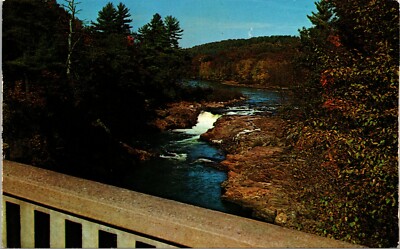 View of Hudson River from Luzerne-Hadley Bridge New York Vintage Postcard