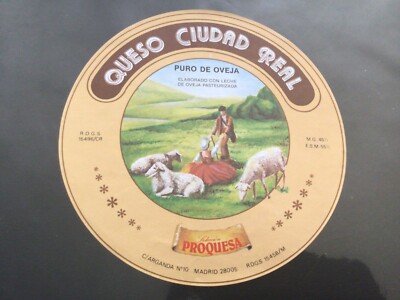 Spain Sheep Cheese Label Oveja Cheese Ciudad Réal Proquesa Madrid