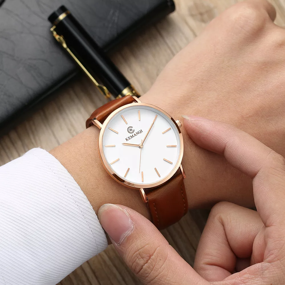 Fashion Men's Business Watches Leather Military Alloy Analog Quartz Wrist  Watch