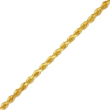 14K Solid Yellow Gold Diamond Cut Rope Chain Necklace 7mm 24"-30"