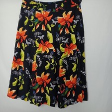 Soft Surroundings Skirt Large Midi Butterfly Black Floral Hawaiian Plumeria Zip