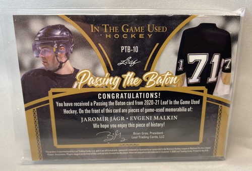 2020/21 Leaf In The Game Used Passing The Baton JAROMIR JAGR EVGENI MALKIN /30 - Imagen 2 de 2