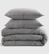 100 Premium Flax Linen Duvet Cover Set in Gray. King size. Brand New 