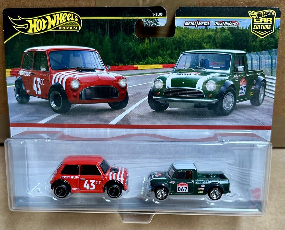 Hot Wheels Premium Car Culture Twin 2 Pack Morris Mini & '67 Austin Mini Pickup