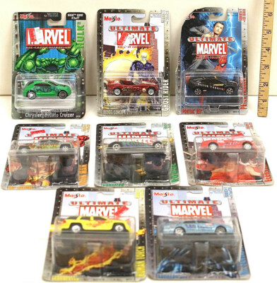 8 Pc Maisto Ultimate Marvel 2002 Peter Parker Fantastic Four Ghost Rider Hulk 