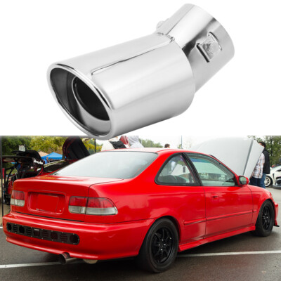 For Honda Civic Chrome Rear Exhaust Trim Tip Throat Muffler Tail Stainless Pipe
