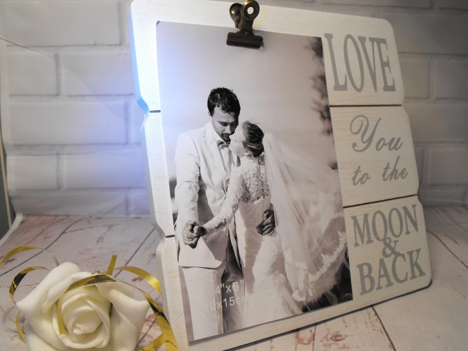 WEDDING PHOTO FRAME GIFT WHITE LOVE PHOTO CLIP FRAME Lovers Partners Mr and Mrs - Image 2 of 4