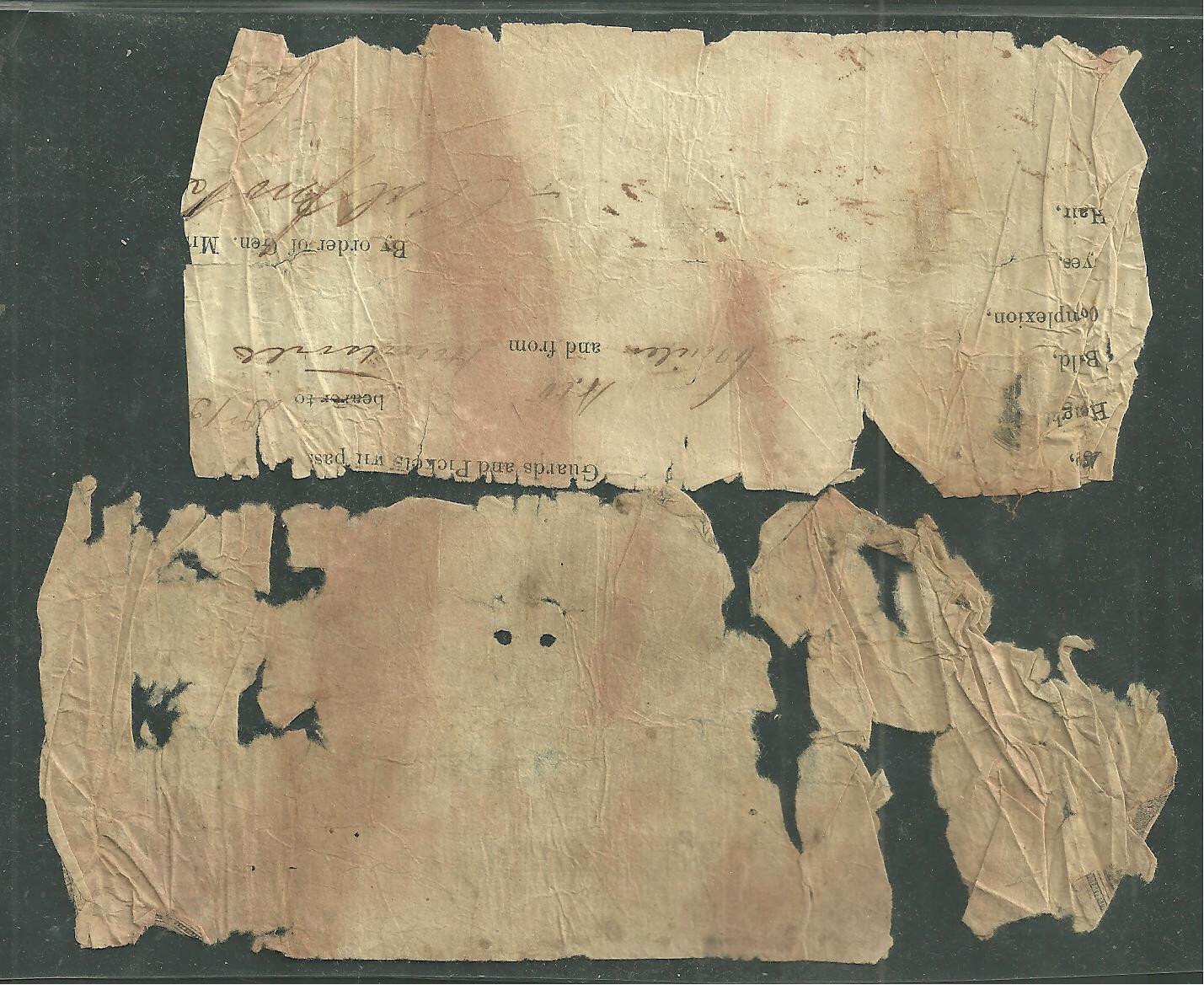 RARE US Civil War Guards & Pickets Pass Printed on 1 Dollar Confederate