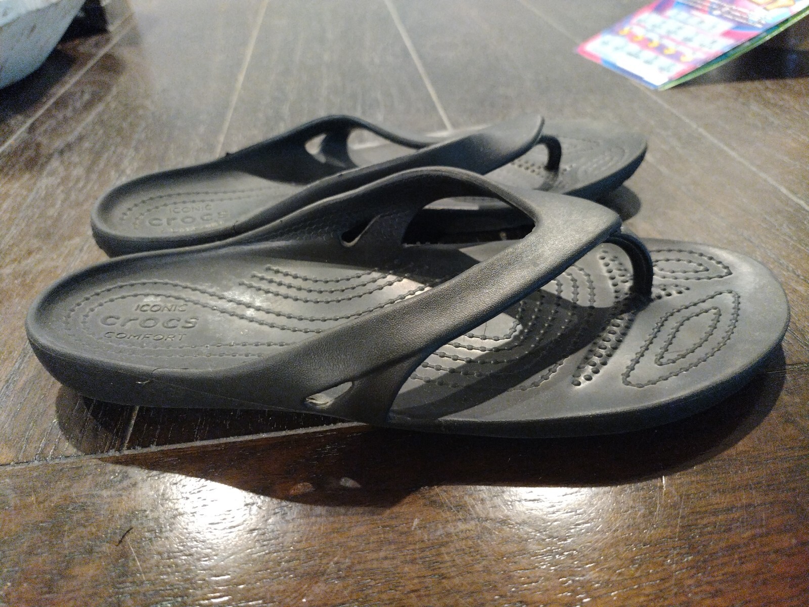 Crocs Kadee II Black Thong Sandals Womens Size 7 Fli… Gem