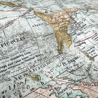 Electic Elements World Map Theme Expedition Cotton Fabric Tim Holtz BTHY #56