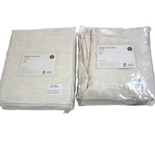Set 2 NWT West Elm European Flax Linen Lined Drapery Panels 36x72 in Beige