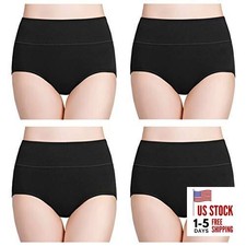 Women's Cotton Underwear High Waisted Ladies Panties Full Small Black - Set 3