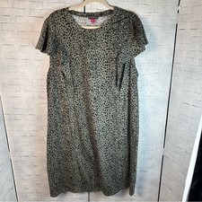 VINCE CAMUTO animal print mini dress with cap ruffle sleeve Bohemian plus size