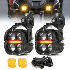 2x Led Spot Light Auxiliary Motorcycle Headlight Driving Fog Lamp Yellowwhite