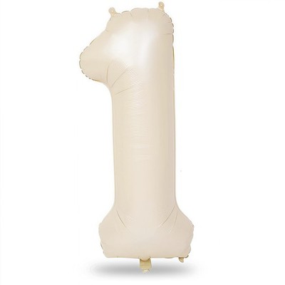 40 Zoll Beige Zahl 1 Luftballon für 1. Geburtstag Dekoration, 1, Creme 