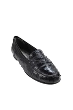 Mario Valentino Womens Alligator Skin Closed Toe Lined Slip On Flats Black Size