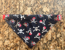 dog over collar bandana skull and cross bones black