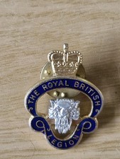 Britische Legion Marineblau Emaille Gold/Silberfarben Löwe Pin Anstecker. Vintage. 