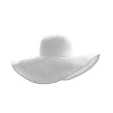 1Pcs Women Wide Brim Straw Hat Foldable Beach Floppy Sun Hat White for Head C...