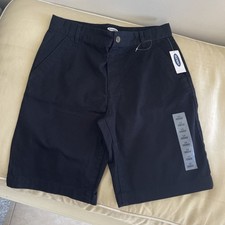 Old Navy Black Built-In Flex Twill Chino Uniform Shorts Youth Boys Size 14 NWT