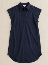 COS Oversized Shirt Dress Woman EU 34 Navy Collared Popover Midi Minimalist NEW