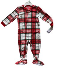 Carter  s Baby Unisex One Piece Plaid Zip Fleece Footie Pajamas 18m NEW