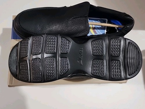 Brand New Men's Loafers Clarks Bradley Free Comfort 11½W Black Tumbled Leather - Picture 3 of 9