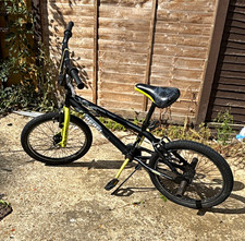 Rebel 20in BMX Bike Black/Yellow, Pegs & Kickstand, 1 Speed V-Brake