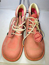 Kickers Women?s Pink Leather Lace-Up Ankle Bootie Flat UK 7 EU 41 16196