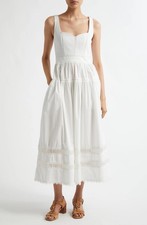 Ulla Johnson Isadora Womens Cotton Fit & Flare Midi Sundress Cowrie Size 0