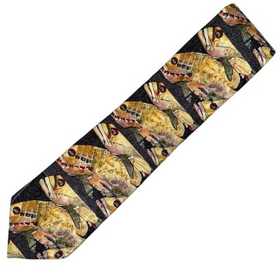Vintage 90s Endangered Species  I Thought You Said She d Be Here  Fish Silk Tie