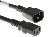 AC Power Cord, C14 to C13, 14 AWG, 5', Black - Lifetime Warranty