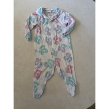 Vintage Carters Baby Sleeper Pastel Teddy Bear Snap Front Footed Pajamas 3-6M