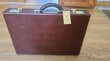 Vintage Dopp Top Grain Cowhide Leather Cognac Briefcase - NEW