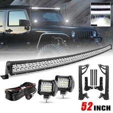 52 Led Light Bar 4 Pods Mounting Bracket Wiring For Jeep Wrangler Jk 07-17 52 Led Light Bar 4 Pods Mounting Bracket Wiring For Jeep Wrangler Jk 07-17